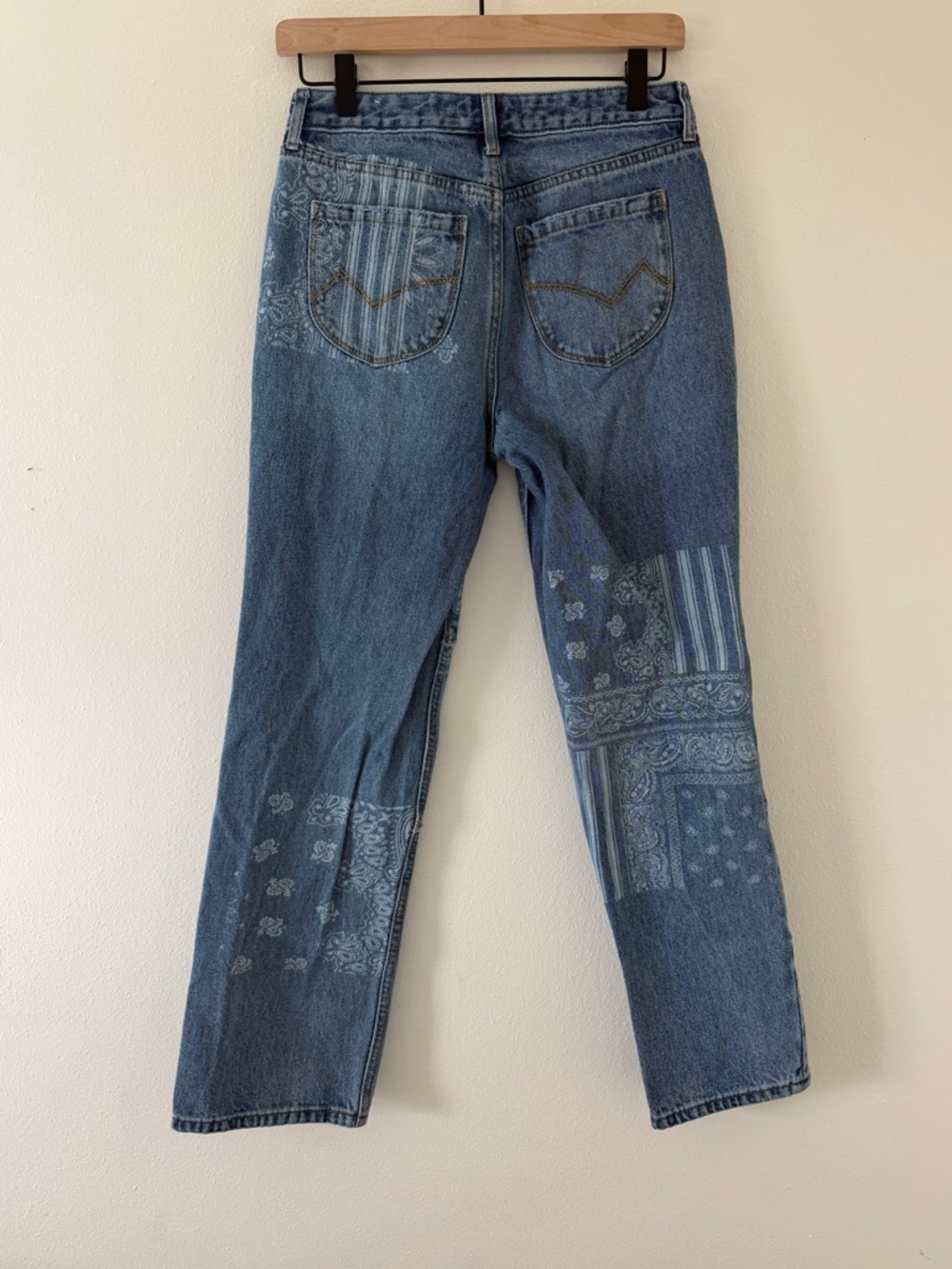 Cleo + Wolf Astoria High Rise patchwork straight jeans size 25 - Picture 4 of 10